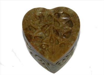 Heart Shaped Soapstone Trinket Box