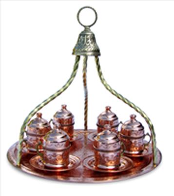 Turkish coffee set with traditional tray