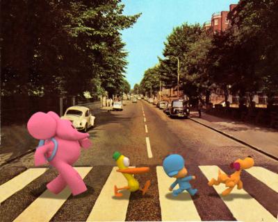 Pocoyo and friends on abbey road