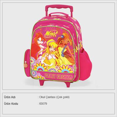 winx çekçekli okul çantası