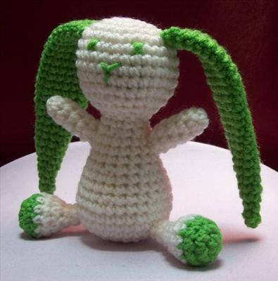 Green & Soft White Bunny
