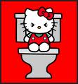 hello kitty is on the loo