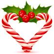 Candy cane with holly heart