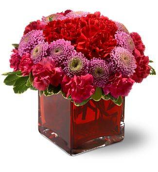 Ever After Love & Romance Red Carnations & Hot Pink Flowers Bouquet 