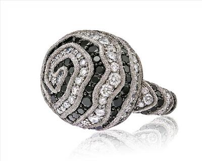 Swirl Ring black and white