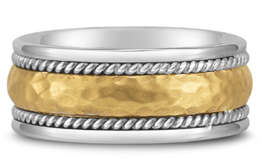 Domed Hammered Wedding Band