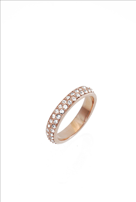 Rose gold stainless steel cubic zirconia ring