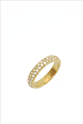 Gold stainless steel cubic zirconia ring