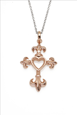 Gold heart cross stainless steel pendant