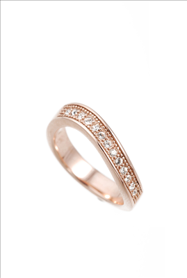 Rose gold stainless steel cubic zirconia Triangular ring