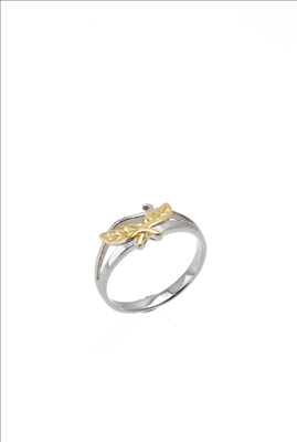 Gold silver stainless steel leaf ring