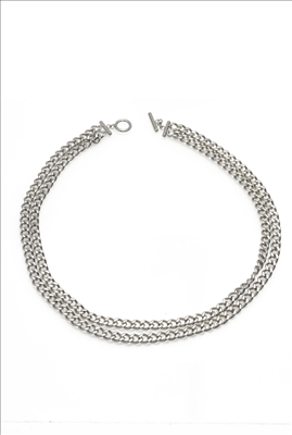 Double stainless steel chain necklace