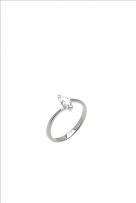 Stainless steel rhombus cubic zirconia ring