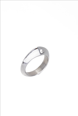 Stainless steel  simple cubic zirconia ring
