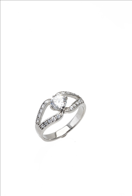 Stainless steel double cubic zirconia ring