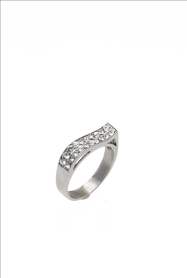 Stainless steel sharp edge cubic zirconia ring