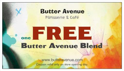 Free coffee at Butter Avenue