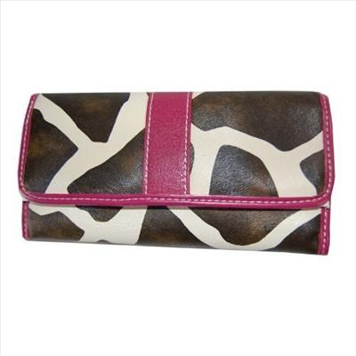 Pink Giraffe Print Clutch Wallet