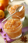 spiced stewed apple with clementine juice