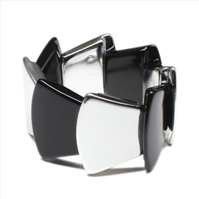 Silver & Black Stretch Bracelet