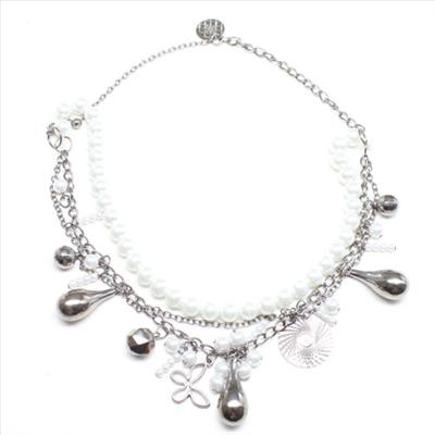 Dark Metal Pearls & Teardrops Necklace