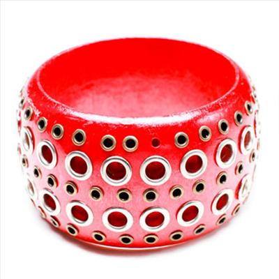 Mega Red Wooden Rocker Bangle