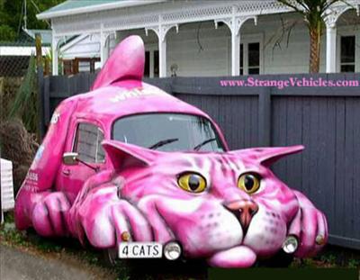 a pink catmobile