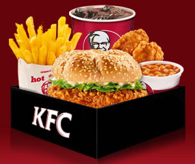 KFC(zinger burger,french fries,pepsi,2 pcs wings)