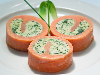 Salmon Pinwheels Filled With Crab Florentine