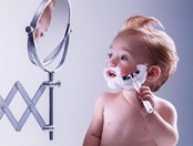 Learning shaving.