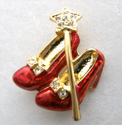 Ruby slippers pin/brooch (rhinestone enamel)