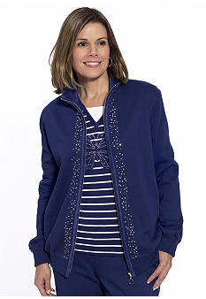 Alfred Dunner Cool Jewels Beaded Zip Jacket