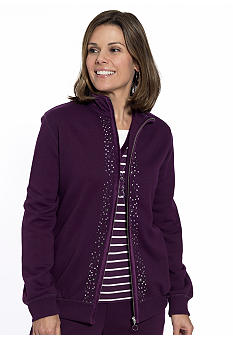 Alfred Dunner Cool Jewels Beaded Zip Jacket