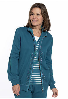 Alfred Dunner Cool Jewels Beaded Zip Jacket