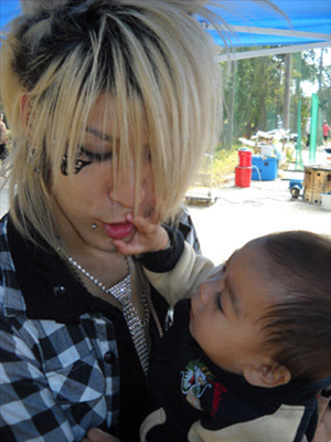 With baby