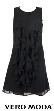 Black Dress with Front Ruffles 