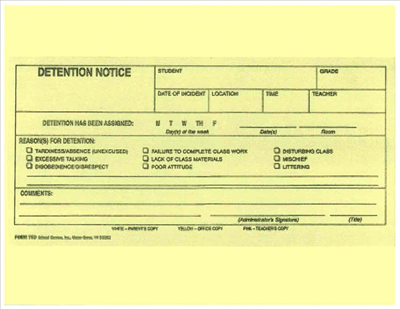 Yellow Detention Slip