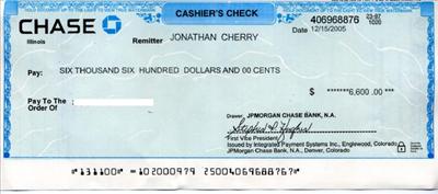 6,600.00 $USD Check
