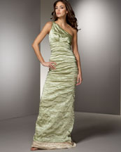 Nicole Miller One-Shoulder Metallic Gown