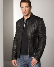 D&G Dolce & Gabbana Polo Shirt & Washed Lamb Leather Jacket
