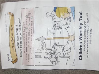 old \"Children Worship Too!!\" Holy Cross Lutheran programme...