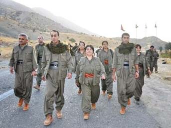 DTP'lilerin ''Barış Grubu'' olarak nitelendirdiği terör örgütü PKK üyeleri.