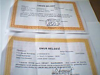 Takdir ve Onur Belgesi