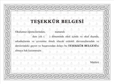 Teşekkür aldım.
